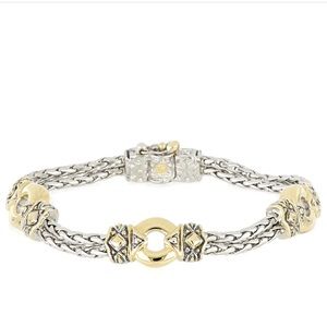 John Medeiros Antiqua Gold Circle Three Station Bracelet